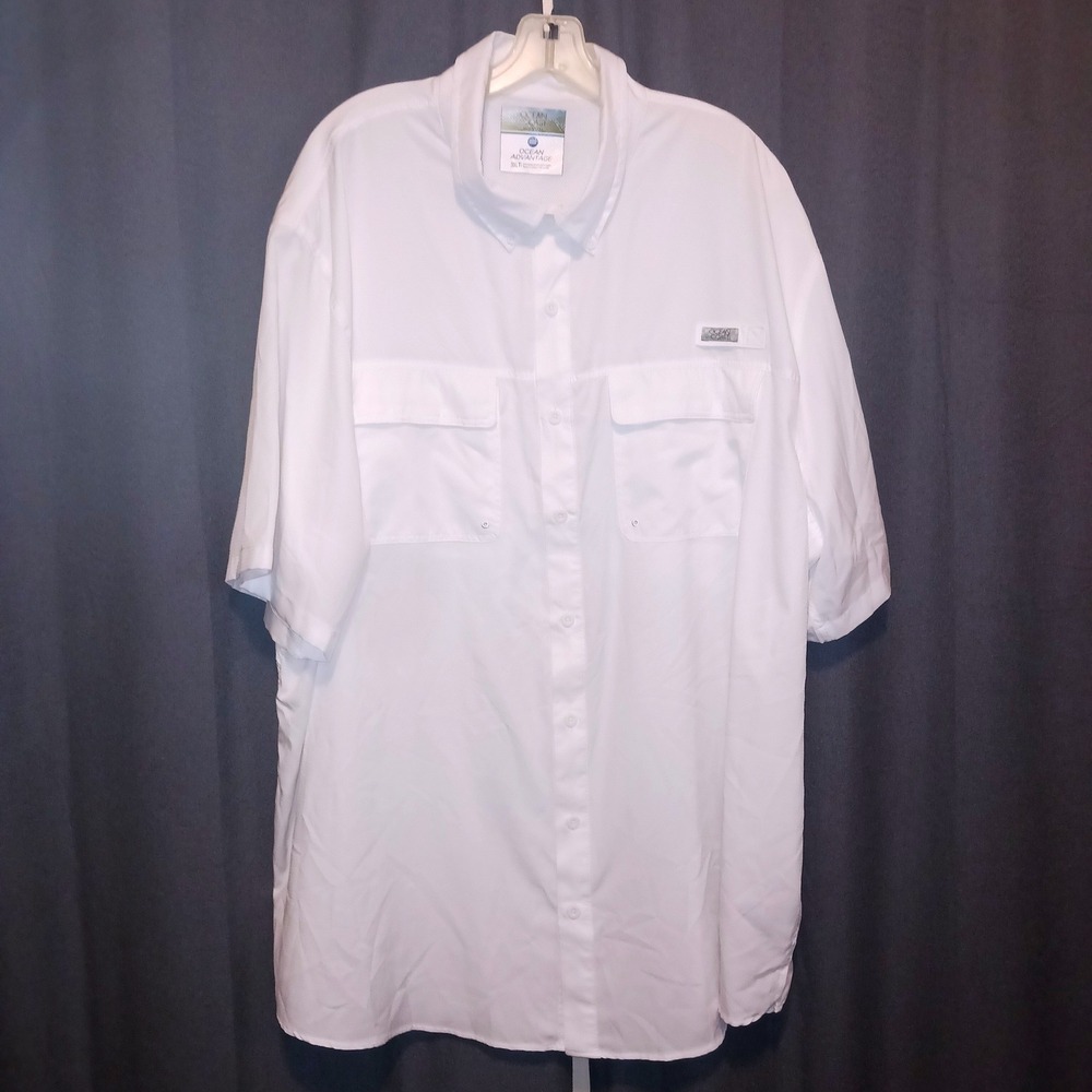 Ocean Coast Ocean Advantage 3XL Big & Tall White Fishing Shirt Short Sleeve Vent